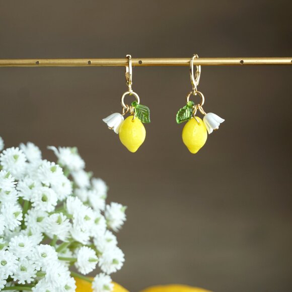 Handmade cute lemon earrings - Picture 6 of 7